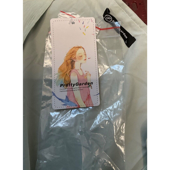 PrettyGarden Women's Sage Green Wrap Maxi Dress with Ruffle Sleeves, Size L - Picture 7 of 8